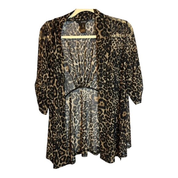 Ali Miles Tops - Ali Miles Cardigan Blouse Women's Size Petite‎ Small Cheetah Open Front